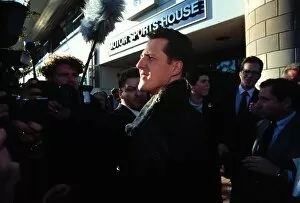 FIA HEARING, ENGLAND 11/11/97. MIchael Schumacher leaves the RACMSA Headquarters after being thrown out of the 1997