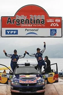 Rally Argentina Collection: FIA World Rally Championship: Andreas Aigner, Mitsubishi Lancer, on the podium