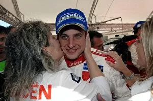 Images Dated 28th August 2005: FIA World Rally Championship: Francois Duval, Citroen, is congratulated on second place at