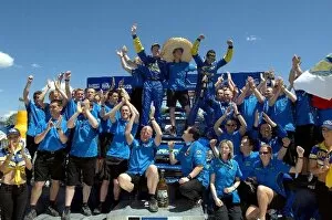 Team Picture Collection: FIA World Rally Championship: R-L: Rally winners Petter Solberg and Phil Mills, Subaru Impreza WRC