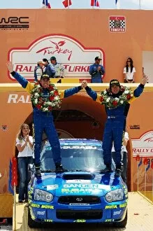 Turkey Collection: FIA World Rally Championship: R: Toshi Arai and L: Tony Sircombe, Subaru Impreza WRX