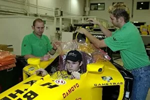 Images Dated 20th November 2003: Formula 1 seat fitting: Jaroslav Janis vists the Jordan Factory for a seat fitting in the EJ13 in