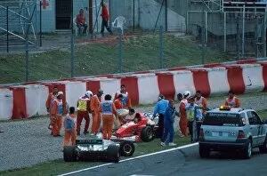 Images Dated 21st February 2001: Formula 3000 Championship: Mario Haberfeld sits injured in his car after being hit side on at speed