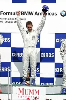 Images Dated 7th June 2008: Formula BMW Americas: Ricardo Favoretto EuroInternational celebrates on the podium