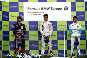Formula BMW Europe: The podium: Felipe Nasr Eurointernational second; Jim Pla, race winner; Jazman Jafar, third