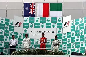 Images Dated 5th April 2009: Formula BMW Pacific: The podium: Dr Mario Theissen BMW Sauber F1 Team Principal; Chris Wootton