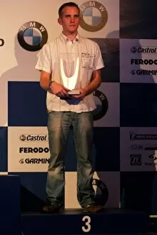 Images Dated 16th October 2006: Formula BMW UK Championship: Ross Curnow recieves his award for coming 3rd 2006 Formula BMW UK