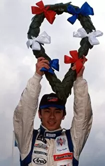 Images Dated 5th September 2001: Formula Europa Cup: Race winner Takuma Sato celebrates victory