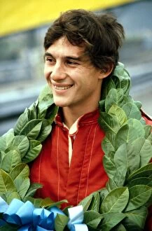 1982 Collection: Formula Ford 2000: Ayrton Senna da Silva Rushen Racing with his winner├òs garland