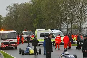 Formula Ford Festival: Semi Final 1 - Emma Parker-Bowles is taken away in an Ambulance after a big accident at