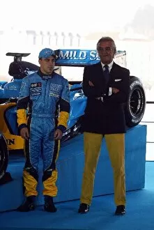 Images Dated 20th January 2003: Formula One Launch: Fernando Alonso Renault with Flavio Briatore Renault Team Principal at