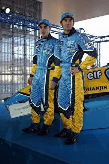 Images Dated 20th January 2003: Formula One Launch: Fernando Alonso Renault with team mate Jarno Trulli Renault at the launch of