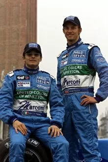 Images Dated 6th February 2001: Formula One Launch: Giancarlo Fisichella and Jenson Button right