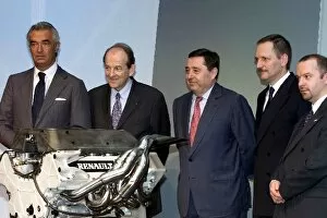 Team Picture Collection: Formula One Launch: l-r Flavio Briatore, Renault Sport Managing Director Christian Contzen
