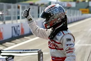 Images Dated 26th July 2009: Formula Master: Race winner Sergey Afanasiev JD Motorsport celebrates at the end of the race