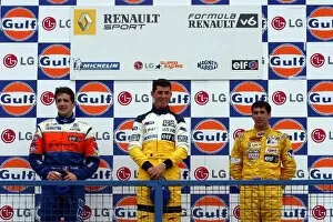 Donnington Gallery: Formula Renault V6 Eurocup: Race 1 podium L to R - Tristan Gommedy Arta-Signature