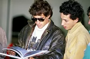 Images Dated 20th August 2003: Formula One Testing: Ayrton Senna McLaren, left, talks with his brother Leonardo