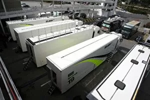 Formula One Testing: Brawn GP trucks in the paddock