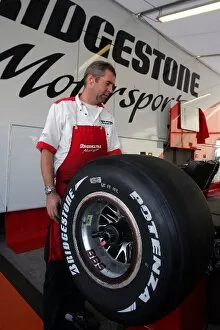 Images Dated 6th December 2007: Formula One Testing: Bridgestone slick tyres are balanced