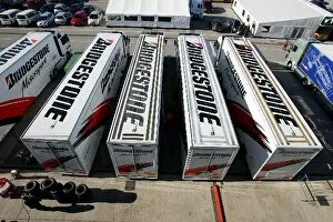 Images Dated 10th December 2008: Formula One Testing: Bridgestone trucks in the paddock