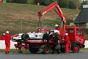 Images Dated 13th November 2007: Formula One Testing: The car of Giedo van der Garde Force India F1 after a spin