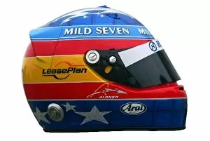 Images Dated 12th February 2003: Formula One Testing: Fernando Alonso Renault, helmet