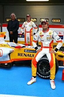 Images Dated 19th January 2009: Formula One Testing: Flavio Briatore Renault F1 Managing Director with Romain Grosjean Renault