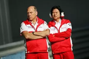 Images Dated 3rd March 2009: Formula One Testing: Gerd Pfeiffer Toyota Test Team Manager and Norotoshi Arai Toyota Director of