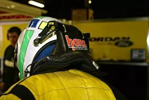 Images Dated 24th January 2003: Formula One Testing: Giancarlo Fisichella Jordan with the HANS device