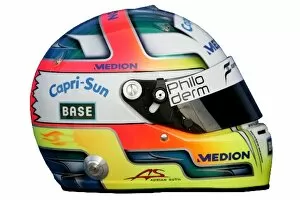 Images Dated 13th February 2008: Formula One Testing: The helmet of Adrian Sutil Force India F1