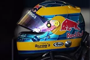 Images Dated 6th December 2007: Formula One Testing: Helmet of Sebastien Bourdais Scuderia Toro Rosso in the garage