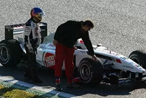 Formula One Testing: Jacques Villeneuve suffered mechanical problems in the new BAR Honda 005