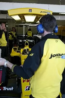 Images Dated 13th May 2004: Formula One Testing: The Jordan Garage: Formula One Testing, Paul Ricard, France
