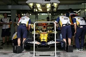 Images Dated 8th July 2008: Formula One Testing: Nelson Piquet Renault R28 in the garage