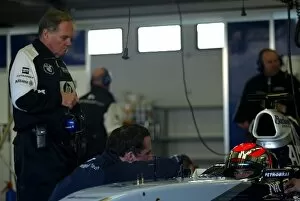 Images Dated 2nd December 2003: Formula One Testing: Patrick Head Williams Technical Director oversees Nelson Piquet Jnr Williams