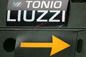 Images Dated 30th August 2007: Formula One Testing: The pit board for Vitantonio Liuzzi Scuderia Toro Rosso STR02