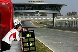 Images Dated 18th January 2007: Formula One Testing: The pitboard of Anthony Davidson Super Aguri Interim Car