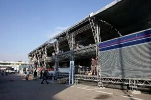 Images Dated 30th April 2007: Formula One Testing: The Red Bull Energy Station under construction in the paddock ready for