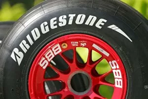 Images Dated 30th March 2007: Formula One Testing: Super Aguri F1 Team travel wheels with Bridgestone tyres