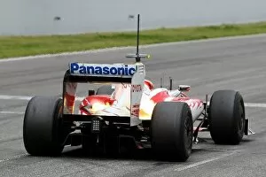 Formula One Testing: Timo Glock Toyota TF109 spits flames during a practice start