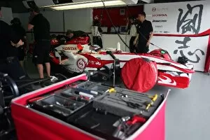 Images Dated 27th March 2007: Formula One Testing: Tools in the garage of Takuma Sato Super Aguri F1 Team SA07