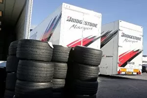 Images Dated 6th December 2007: Formula One Testing: Used Bridgestone tyres awaiting removal