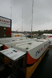 Water Collection: Formula One Testing: Wet paddock on day two