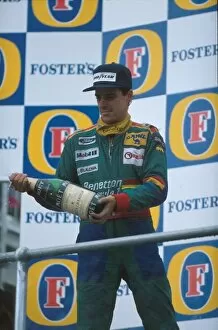 F1 Collection: Formula One World Championship: 2nd place Alessandro Nannini on the podium after a strong finish