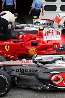 Images Dated 19th July 2008: Formula One World Championship: The top 3 cars in parc ferme