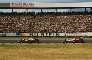 1984 Collection: Formula One World Championship: Adrea De Cesaris, 7th place, leads Ligier team-mate Francois
