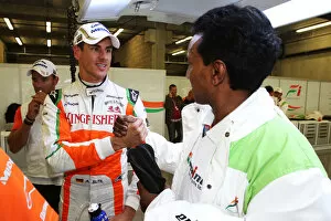 Images Dated 29th August 2010: Formula One World Championship: Adrian Sutil Force India F1 VJM03 celebrates his 5th position with