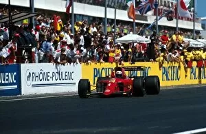 F1 Collection: Formula One World Championship: Alain Prost Ferrari 641 crosses the line to score Ferraris 100th
