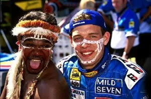 Australia Collection: Formula One World Championship: Alexander Wurz Benetton Playlife B199 and local Aborigine