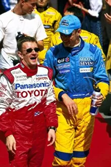Images Dated 13th May 2002: Formula One World Championship: Allan McNish Toyota, left, shares a joke with Jenson Button